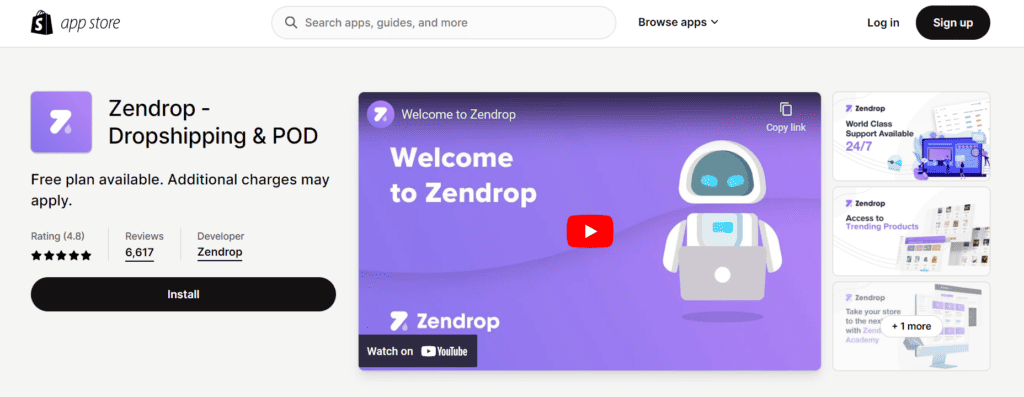Zendrop Shopify app